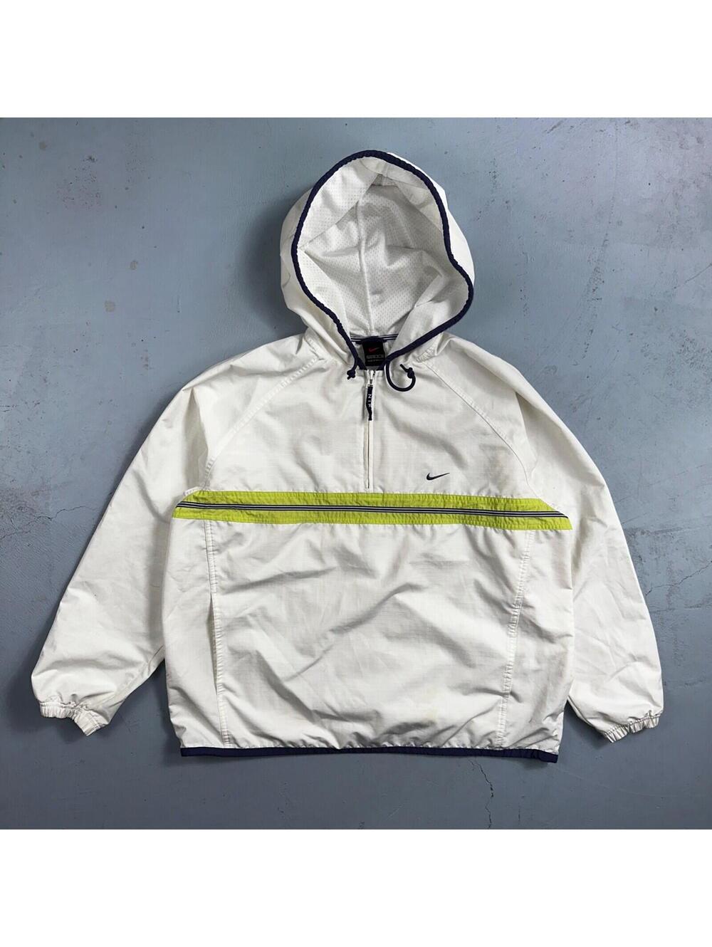 Nike Jacket Vintage Nylon Windbreaker Women’s Quarter Zip Large White 90s